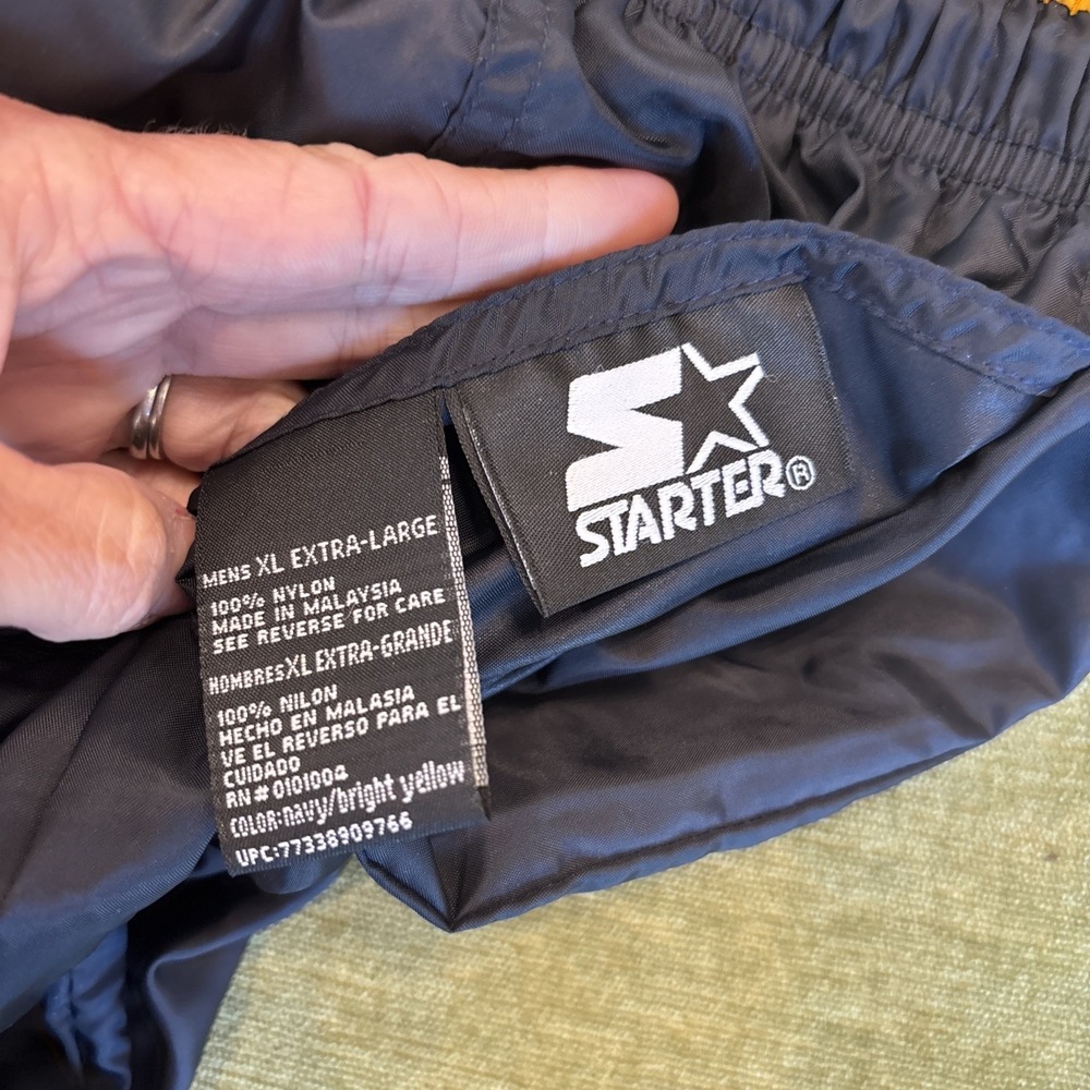 VTG Starter Track Pants Reversible Black Yellow Side Zip Workout Gym Pants SZ XL - Picture 6 of 11